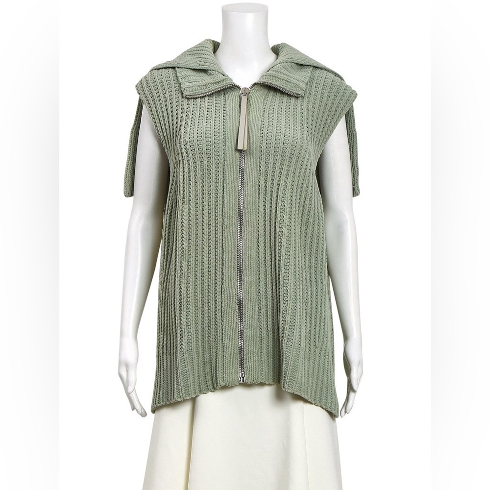ALEXANDER WANG Zip Chunky Ribbed Shawl Collar Oversized Sweater Vest